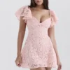 Verity Perfectly Pink mini-jurk met bloemenkant