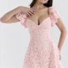 Verity Perfectly Pink mini-jurk met bloemenkant