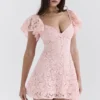 Verity Perfectly Pink mini-jurk met bloemenkant