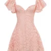 Verity Perfectly Pink mini-jurk met bloemenkant