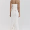 Veronica Vintage ivoorkleurige maxi-rok met geborduurde godet