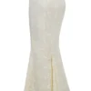 Veronica Vintage ivoorkleurige maxi-rok met geborduurde godet