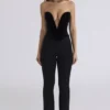 Vienne zwarte fluwelen corset-top met diep decolleté