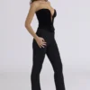 Vienne zwarte fluwelen corset-top met diep decolleté