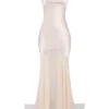 Vittoria champagnekleurige chiffon avondjurk tot op de grond