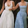Vivien Regatta Blue Gingham Midi Zomerjurk