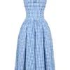 Vivien Regatta Blue Gingham Midi Zomerjurk