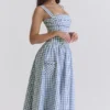 Vivien Regatta Blue Gingham Midi Zomerjurk