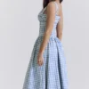 Vivien Regatta Blue Gingham Midi Zomerjurk