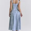 Vivien Regatta Blue Gingham Midi Zomerjurk