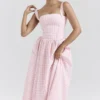 Vivien Strawberry Shortcake Gingham Midi-zomerjurk