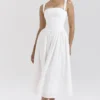 Vivien witte midi-zomerjurk met broderie anglaise