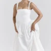 Vivien witte midi-zomerjurk met broderie anglaise