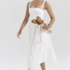 Vivien witte midi-zomerjurk met broderie anglaise