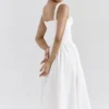 Vivien witte midi-zomerjurk met broderie anglaise