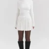 Willow witte mini-skaterjurk van kasjmiermix met plooien