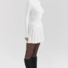 Willow witte mini-skaterjurk van kasjmiermix met plooien