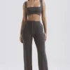 Yalina antracietkleurige kasjmiermix-broek