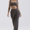 Yalina antracietkleurige kasjmiermix-broek