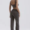 Yalina antracietkleurige kasjmiermix-broek