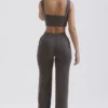 Yalina antracietkleurige kasjmiermix-broek