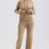 Yalina camelkleurige kasjmiermix-broek