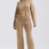 Yalina camelkleurige kasjmiermix-broek