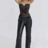Yara Zwarte kanten strapless korsetten-top