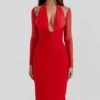 Yasmin Scarlet Plunge Midi-jurk