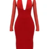 Yasmin Scarlet Plunge Midi-jurk