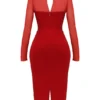 Yasmin Scarlet Plunge Midi-jurk
