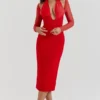 Yasmin Scarlet Plunge Midi-jurk