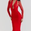 Yasmin Scarlet Plunge Midi-jurk