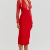 Yasmin Scarlet Plunge Midi-jurk
