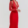 Yasmin Scarlet Plunge Midi-jurk