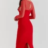Yasmin Scarlet Plunge Midi-jurk