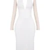 Yasmin witte midi-jurk met diep decolleté