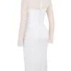 Yasmin witte midi-jurk met diep decolleté