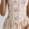 Ysabella ivoorkleurige katoenen midi-zomerjurk met bloemenprint