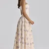 Ysabella ivoorkleurige katoenen midi-zomerjurk met bloemenprint