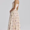 Ysabella ivoorkleurige katoenen midi-zomerjurk met bloemenprint
