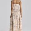 Ysabella ivoorkleurige katoenen midi-zomerjurk met bloemenprint