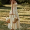 Ysabella Lemon op maat gemaakte kanten + broderie anglaise midi-zomerjurk
