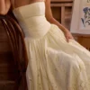 Ysabella Lemon op maat gemaakte kanten + broderie anglaise midi-zomerjurk