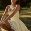 Ysabella Lemon op maat gemaakte kanten + broderie anglaise midi-zomerjurk