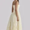 Ysabella Lemon op maat gemaakte kanten + broderie anglaise midi-zomerjurk