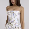 Ysabella Off White Vintage Midi-zomerjurk van katoen met lintprint