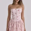 Ysabella Roze Vintage Rozenprint Katoenen Midi-Zomerjurk