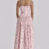 Ysabella Roze Vintage Rozenprint Katoenen Midi-Zomerjurk
