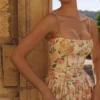 Ysabella Warm Rose Print katoenen midi-zomerjurk